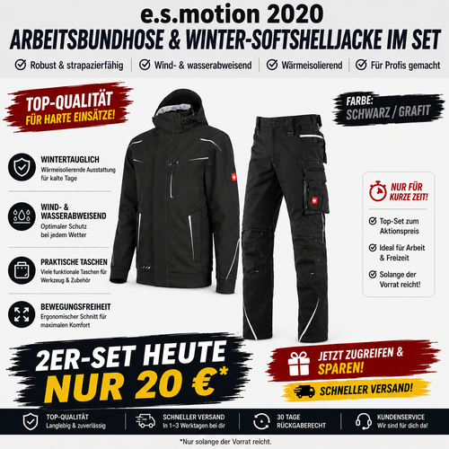 ☀️ WINTER-SALE IM SOMMER ❄️Softshelljacke x Bundhose e.s.motion 2020 Set
