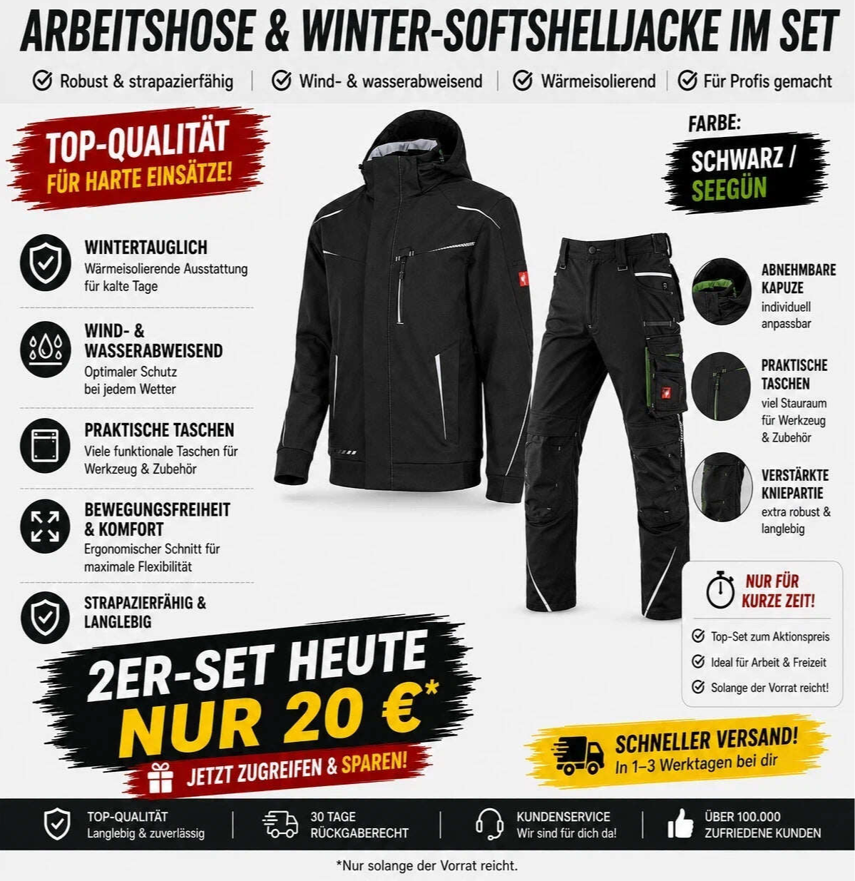 Offizieller Markenshop-Softshelljacke x Bundhose Set🔥